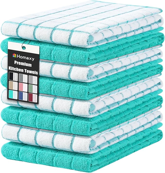 Homaxy Premium Cotton Kitchen Towels 16"x 28", Large Natural Ring Spun 390 GSM