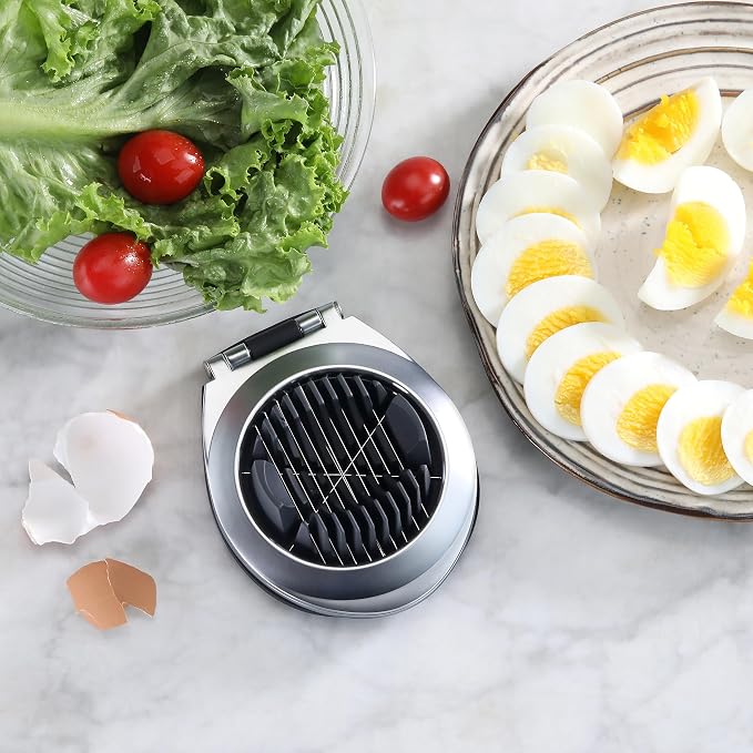 New Star Foodservice Heavy Duty Egg Slicer with 3 Slicing Styles, Chrome Plated (Hand Wash Only)