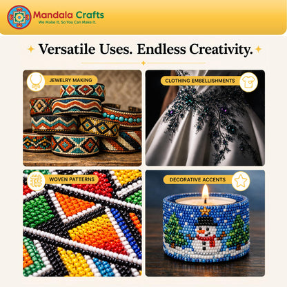 Mandala Crafts 11/0 Glass Seed Beads for Beadwork – 18000 Pcs 2mm Multicolor Round Small Rocaille Beads for Jewelry Making, Necklace Bracelet Earring Craft Supplies