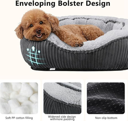 Washable Dog Beds for Medium Dogs, Rectangle Medium Large Sized Dog Bed, Soft Breathable Big Dog Pet Bed, Durable Calming Orthopedic Pet Bed with Anti-Slip Bottom, L(30"x24"x9")