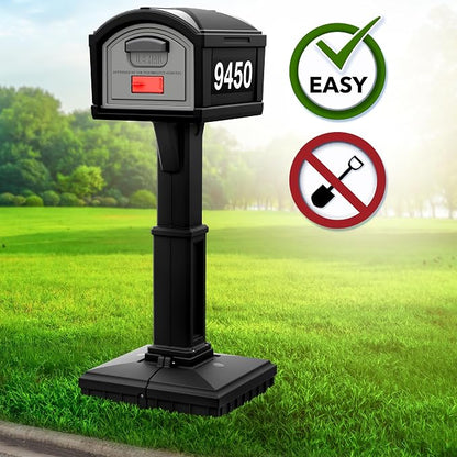 Simplay3 T4 Extra Large Capacity XL Dig-Free Mailbox with Durable Construction, Weather-Resistant Design, and Easy No-Dig Installation, Front Door Only, Black, Made in the USA