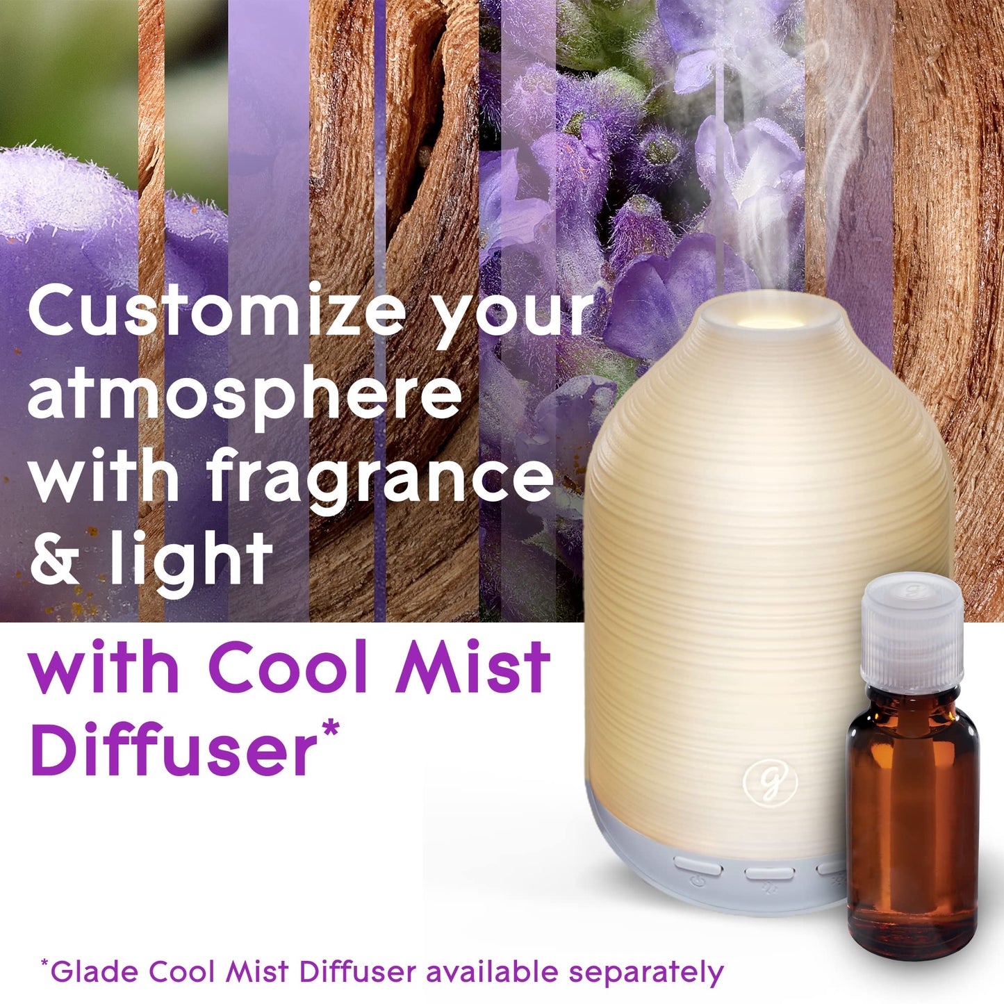 Glade Aromatherapy Diffuser & Essential Oil, Air Freshener for Home, Choose Calm Scent with Notes of Lavender & Sandalwood, 0.56 Fl Oz