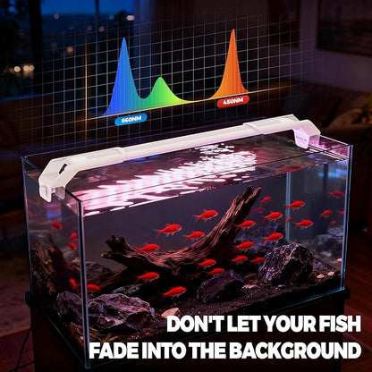 AQUASMITH Aquarium Light,Fish More Red Water is Not,Specific Full Spectrum Fish Tank Light,Comes with Two Mounting Brackets, Timing Function, Memory Feature, Adjustable Brightness, IP68 (14IN)