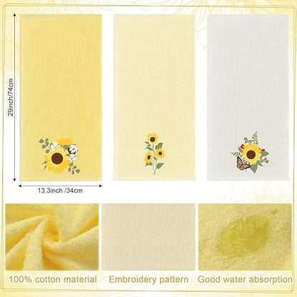 Sunflower Hand Towels Farmhouse Yellow Sunflower Bathroom Decor 14x29 Inch