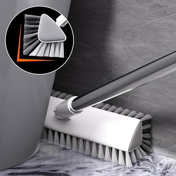 Grout Brush with Long Handle, Heavy-Duty Tile and Shower Floor Scrub Brush Stiff