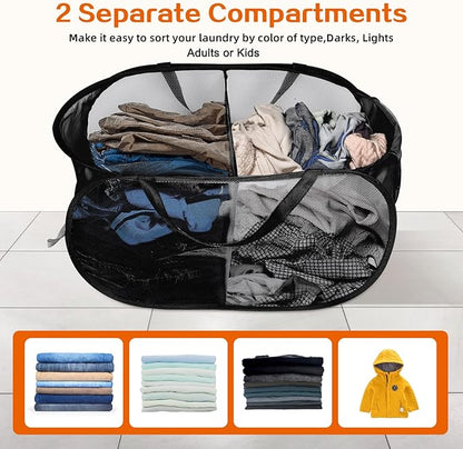 Foldable Laundry Baskets, Collapsible Mesh Laundry Hamper, Durable Pop Up