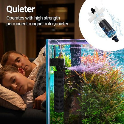 Yaubay 25W Aquarium Internal Filter for 75-150 Gallon Tanks, Power Biochemical Sponge Fish Turtle Tank Filter with Aeration System, Silent Submersible Filters, 317 GPH