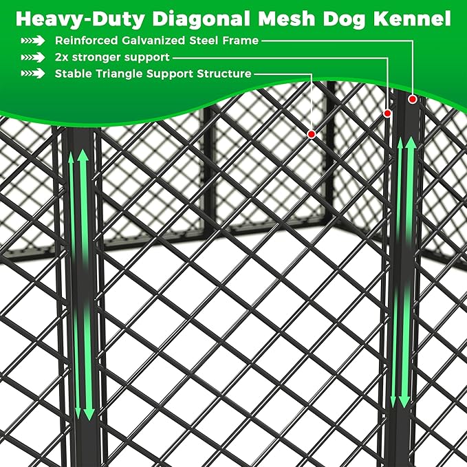 6x6x5.8 FT Heavy Duty Dog Kennel Outdoor with Water-Resistant Roof, Anti-Rust Metal Enclosure for All Weather Resistant, Secure Double Locks for Large Dogs Backyard