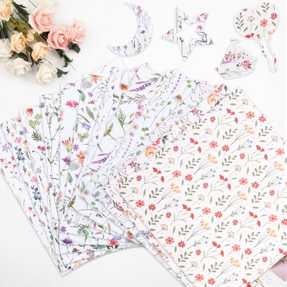 24 Sheets Floral Scrapbook Paper, Double Sided Patterned Scrapbook Paper, Wildflower Decorative Cardstock for DIY Crafts, Card Making, Photo Album, Junk Journal（12 x 12 Inch)