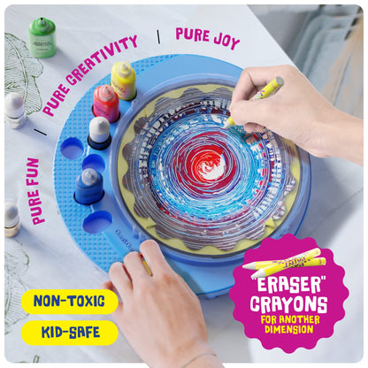 Dan&Darci Paint Vortex Spin Art Machine - Kids Art Kit for Boys & Girls Ages 6+, Motorized Spinner with Splash Guard, Metallic Paints & 20 Artboards - Birthday Gifts for Girls - Craft Kit