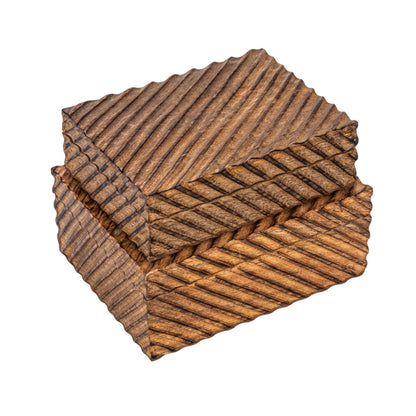 Creative Co-Op Hand-Carved Mango Wood Nesting Boxes with Burnt Finish, Grey, Set of 2