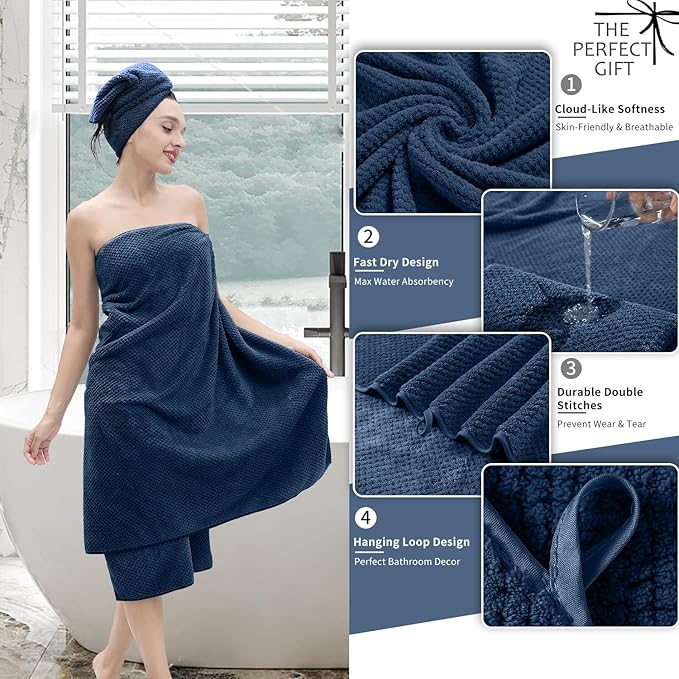 Bath Towel Set 4 Piece Oversized Bath Sheet 35"x70”Extra Large Bath Towel Soft
