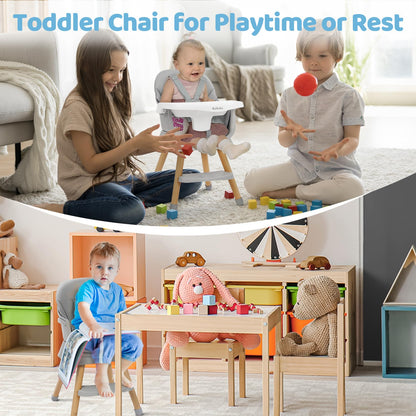 Ezebaby 6 in 1 Wooden High Chairs for Babies and Toddlers, Convertible Portable High Chair, Booster Seat for Dining Table,Toddlers Chair with Adjustable Legs & Dishwasher Safe Tray
