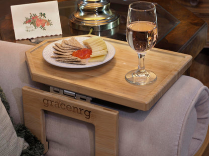 My Cozy Tray, Most Stable, Adjustable Legs for Narrow Or Wide Couch Arm, Better Leg Design, Stronger, Clip On, Bamboo, Camping/RV, College Dorm Essentials, Great Gifts,