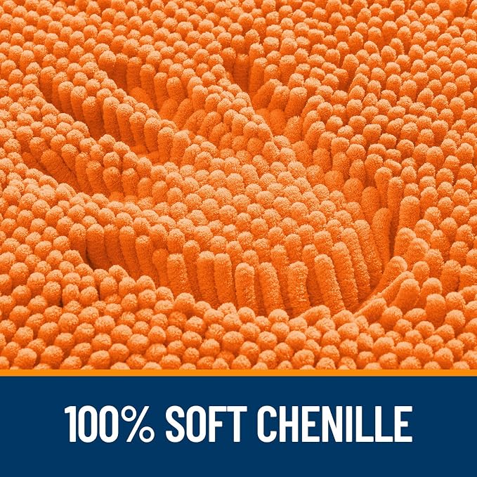 OLANLY Bathroom Rugs 34x21, Extra Soft Absorbent Chenille Bath Rugs, Rubber Backing Quick Dry, Machine Washable Bath Mats for Bathroom Floor, Tub and Shower, Home Decor Accessories, Orange