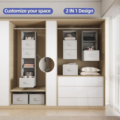 Twira 6-Shelf Hanging Closet Organizer, 2 Separable 3-Shelf Hanging Shelves