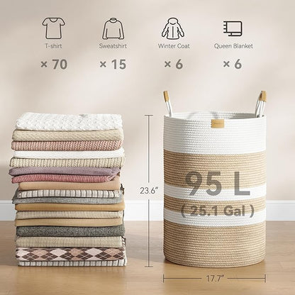 95L Striped Laundry Hamper