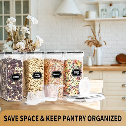 PRAKI Cereal Containers Storage Set, Measuring Cup & Marker