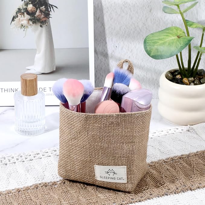 Small Cotton and Linen Hanging Storage Basket