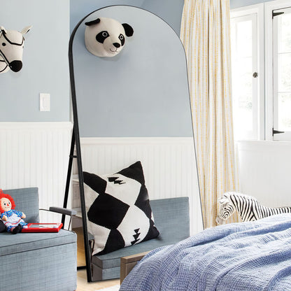 Trvone Arched Full Length Mirror, Wooden Thin Fram,71"x28"Full Body Mirror, Hanging or Leaning Against Wall, Bedroom Mirror, Floor Mirror, Dressing Mirror, Black