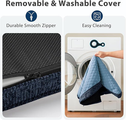 JOEJOY Orthopedic Dog Bed for Small Dogs, Washable Dog Crate Bed Small Sized with Removable Cover, Egg Memory Foam Pet Beds, Blue, 23"x17"