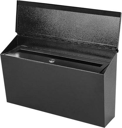 KYODOLED Locking Wall Mount Mailboxes for Outside, Large Capacity Mail Box for House with Key Lock, Security Drop Box, Metal Post Box for Home, Office Decorative,15.7 * 9.9 * 4.9in