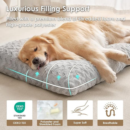 EHEYCIGA XXL Washable Dog Bed for Crate 47x29 Inch, Kennel Pad for Extra Large Dogs Up to 100 lbs, Plush and Comfy Pet Sleeping Mat, Grey