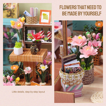 Insgen Greenhouse Booknook Kit, DIY Miniature Flower Dollhouse Building Set