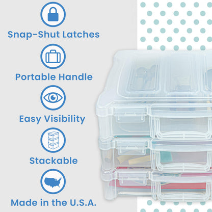 ArtBin 6913ZZ 12" x 12" Portable Art & Craft Organizer with Handle 3-Pack, [3] Plastic Storage Cases, Clear