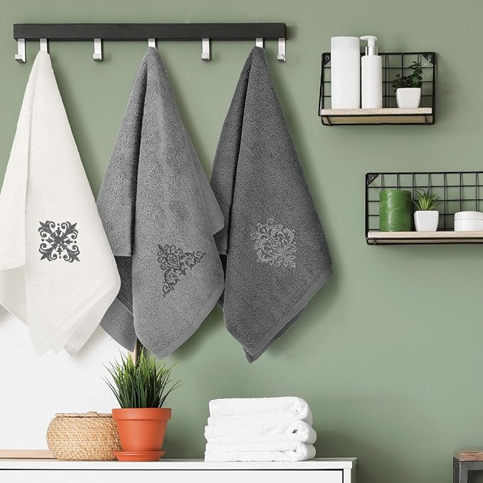 3 Pcs Decorative Gray Hand Towels