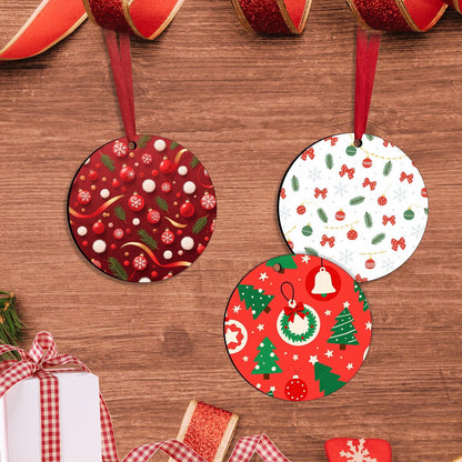 45 Pcs Sublimation Ornament Blanks 3 Incn Round MDF Double Sided Sublimation Christmas Ornaments Blanks for Christmas Tree Decor Keychains Crafts