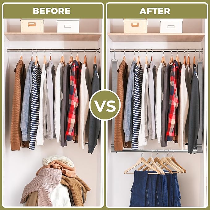Hanging Closet Rod, 17-28In Width and Up to 32In Height Closet Extender