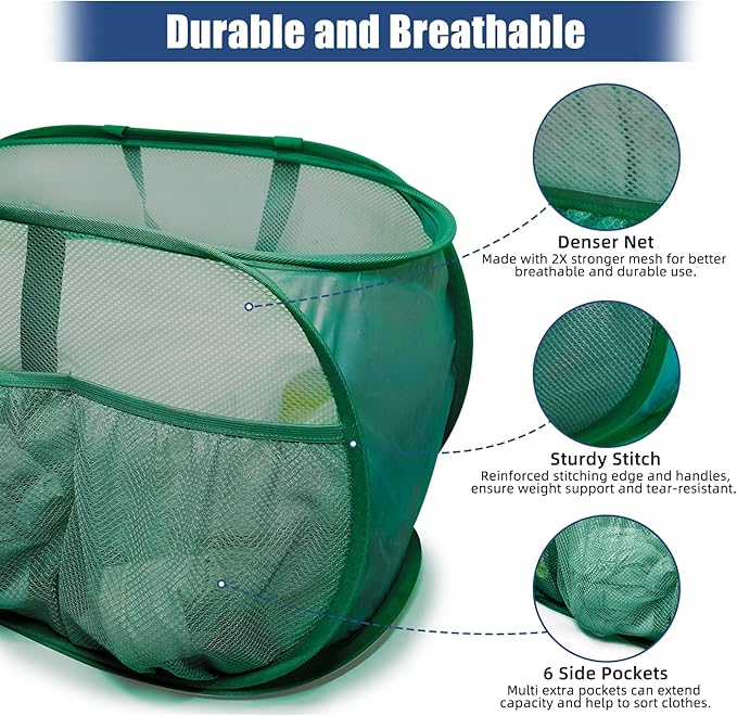 2 Pack Collapsible Laundry Baskets, Upgrade Pop Up Laundry Hamper