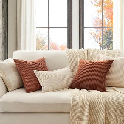 Topfinel Decorative Terracotta Throw Pillow Covers Cushion Cases, Set of 4 Soft Velvet Modern Double-Sided Designs, Rustic Home Decor, Pillow Inserts Not Included (16x16 inch)