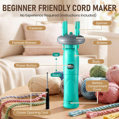 Gulfmew Portable Cord Maker & Fringe Twister, Handheld Yarn Crafting Tool for DIY Macrame & Knotting, Lightweight & Beginner-Friendly, Twisting Tassels in Seconds for Scarves(Green)
