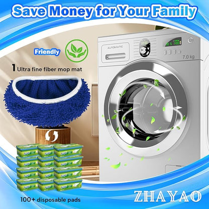 Coral Fleece Mop Pads, Reusable Wet/Dry Compatible