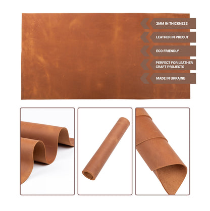 Shkira 12''X24'' Genuine Light Brown Leather Sheets for Crafts - Square - 2.0MM Thick Genuine - Thick Cowhide Pieces Square - Leather Sheet for Arts and Crafts