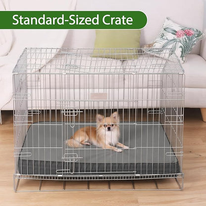 Vonabem Outdoor Waterproof Dog Bed Washable, Small Crate Pad 24 inch, Cooling Wipeable Puppy Beds with Removable Cover Reversible, Foam Leather Durable Anti-Slip Kennel Pads 23"x17" Grey