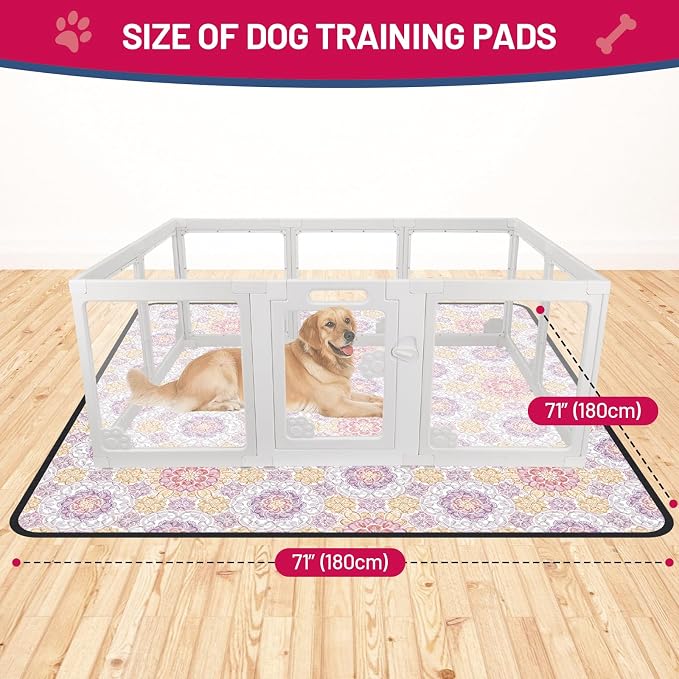 Washable Dog Pee Pads - Absorbent Reusable Puppy Training Pads, Waterproof Leak - Proof & Non - Slip for Crate Whelping Potty Training 72x72 (Pack of 1)