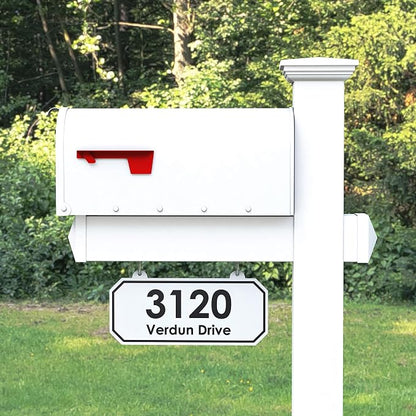 The Harrison Vinyl/PVC Mailbox Post (Includes Mailbox) Complete Decorative Curbside Combo Mailbox System with Classic Traditional Style (White Mailbox)