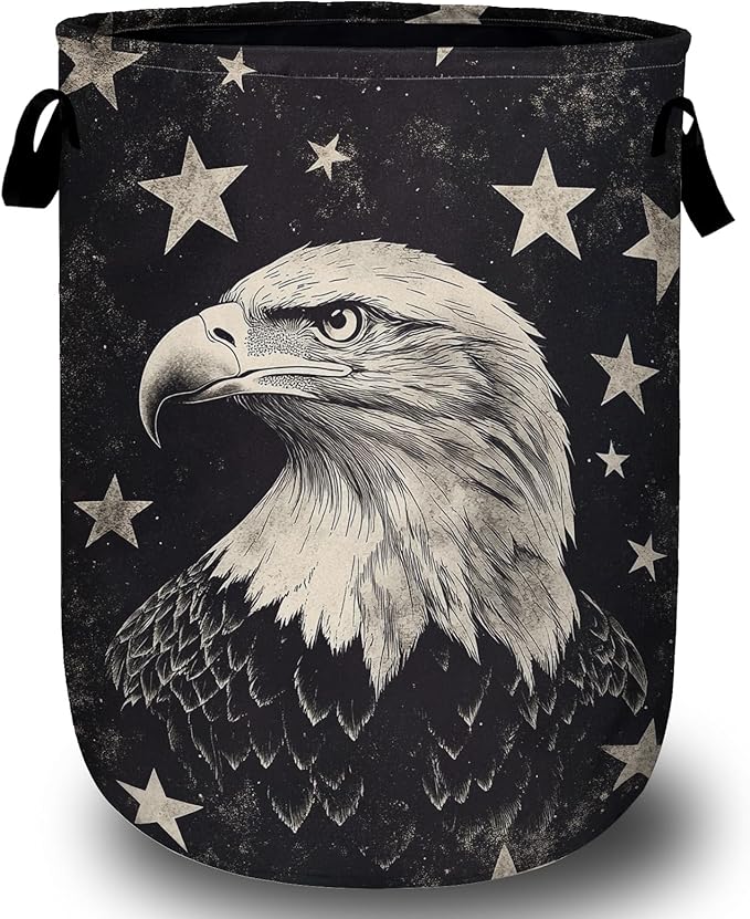 Black Eagle Laundry Basket, Foldable Waterproof Laundry Hamper Tote Bag Dirty