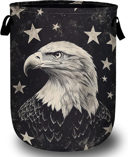 Black Eagle Laundry Basket, Foldable Waterproof Laundry Hamper Tote Bag Dirty