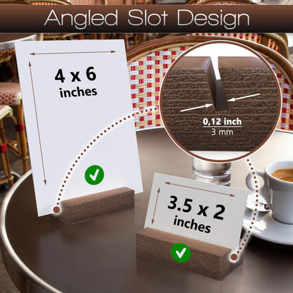 12 Pack Wood Place Card Holders - Table Number Holders - Brown Wooden Table Numbers Holder for Photo - Cards Display Stands for any Decor - Perfect for Cafe Wedding Shop Party Events Retail Shop Home