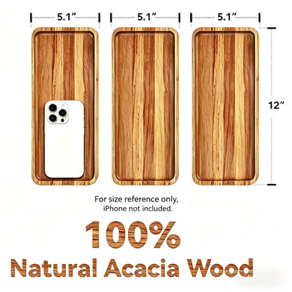 Anyvape Acacia Wood Serving Trays, Set of 3 Wooden Platters (11.8 x 5.1 in)