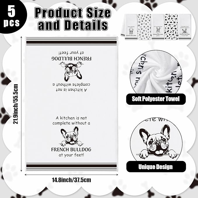 French Bulldog Kitchen Dish Towel