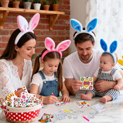 24 Pcs Easter Crafts Puzzle for Kids Ages 4-8, Easter Activities Arts DIY Jigsaw with Egg Bunny Basket Flower, Spring April Craft for Party Favors Gifts Christian Classroom Coloring Games Toy Bulk