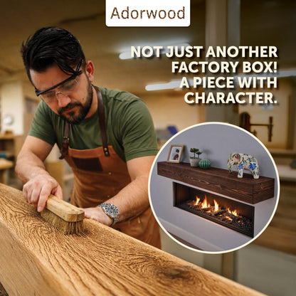 Adorwood Handmade Fireplace Mantel Shelf 48", Extra Wide Rustic Wood Mantles for Over Fireplace, Wall Mounted Floating Mantel Shelves for Living Room Decor (Light Walnut, 48Lx6Hx8D)