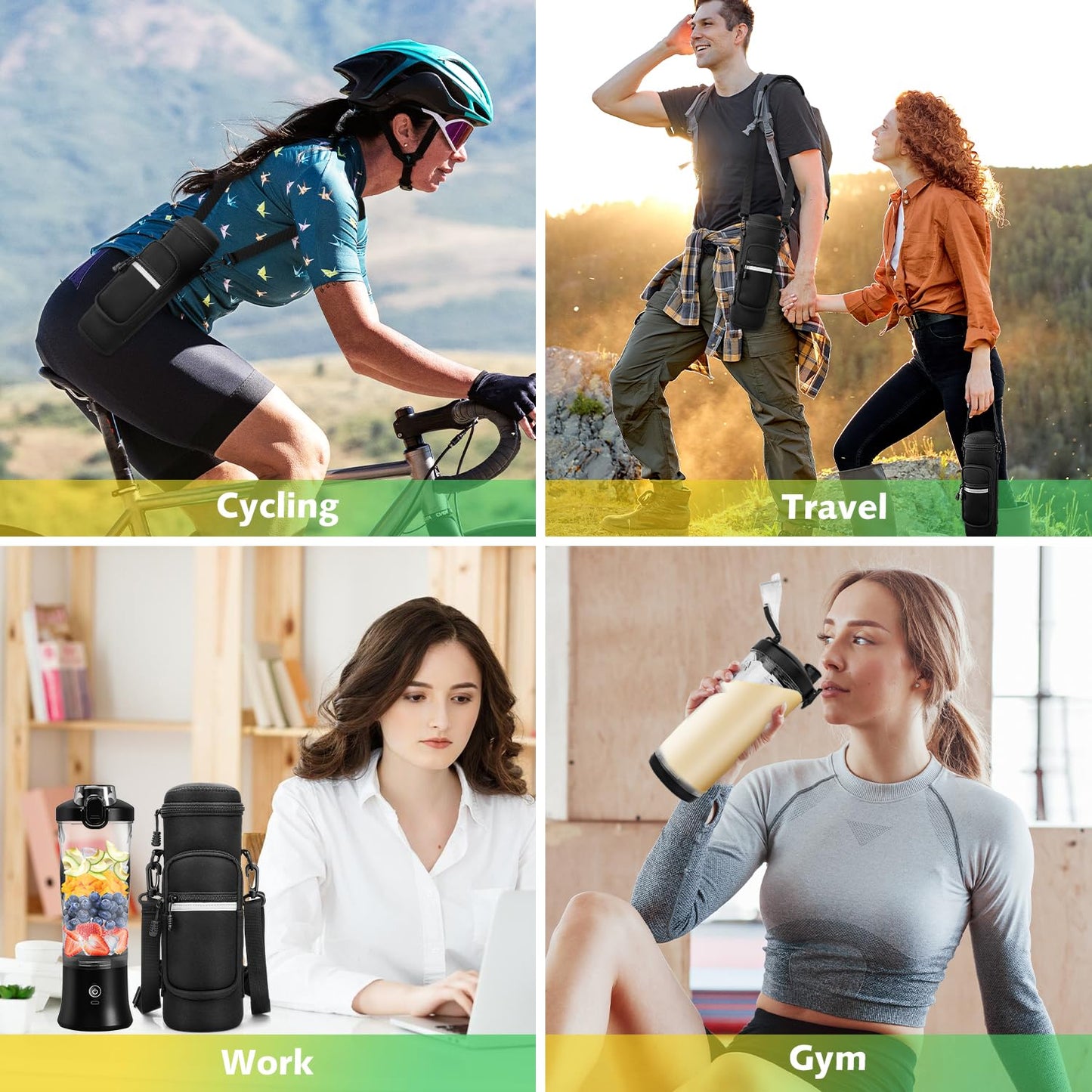 Portable Blender Personal Juicer for Shakes and Smoothies - 20 OZ Electric Protein Shaker Bottle with Insulated Sleeve, Travel Lid, USB-C Rechargeable - Mini Small Blender Cup for Kitchen, Office, Gym
