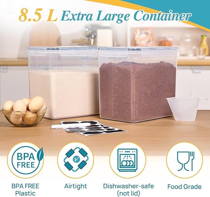 Vtopmart 8.5L 2 Pack Extra Large Flour Sugar Storage Containers