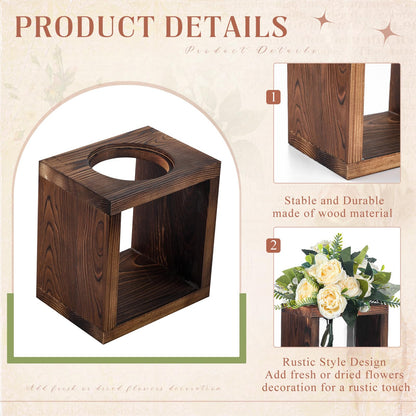 GlikCeil 4 Set Wooden Box for Centerpiece Rustic Wood Propagation Planter Box with Jars Wedding Table Vase Centerpiece Decorations Small Flower Pots Gifts for Windowsill Home Garden Decor
